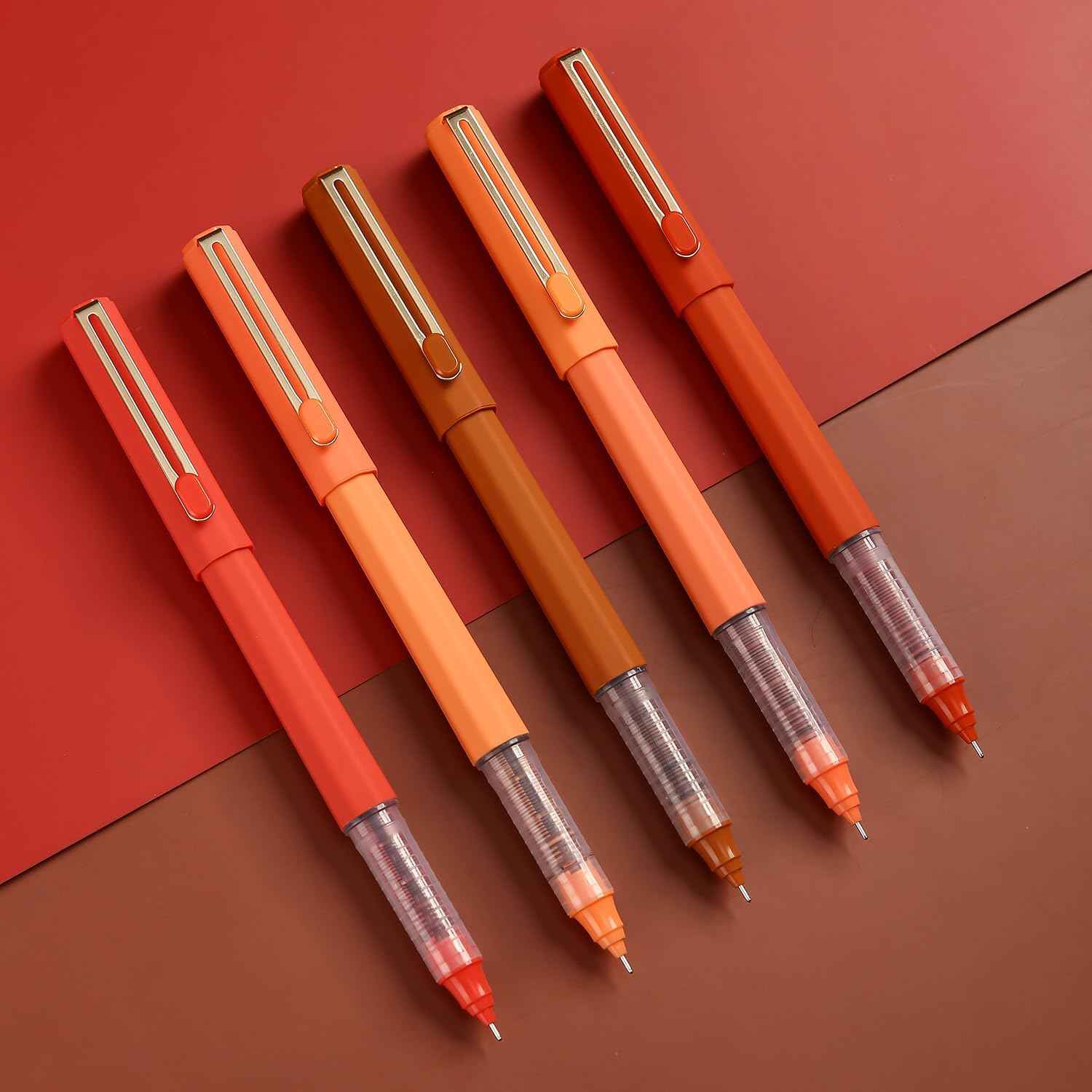 5Pcs Liquid Rollerball Pens Ultra Fine Point Black Ink,Caramel Color - TTpen