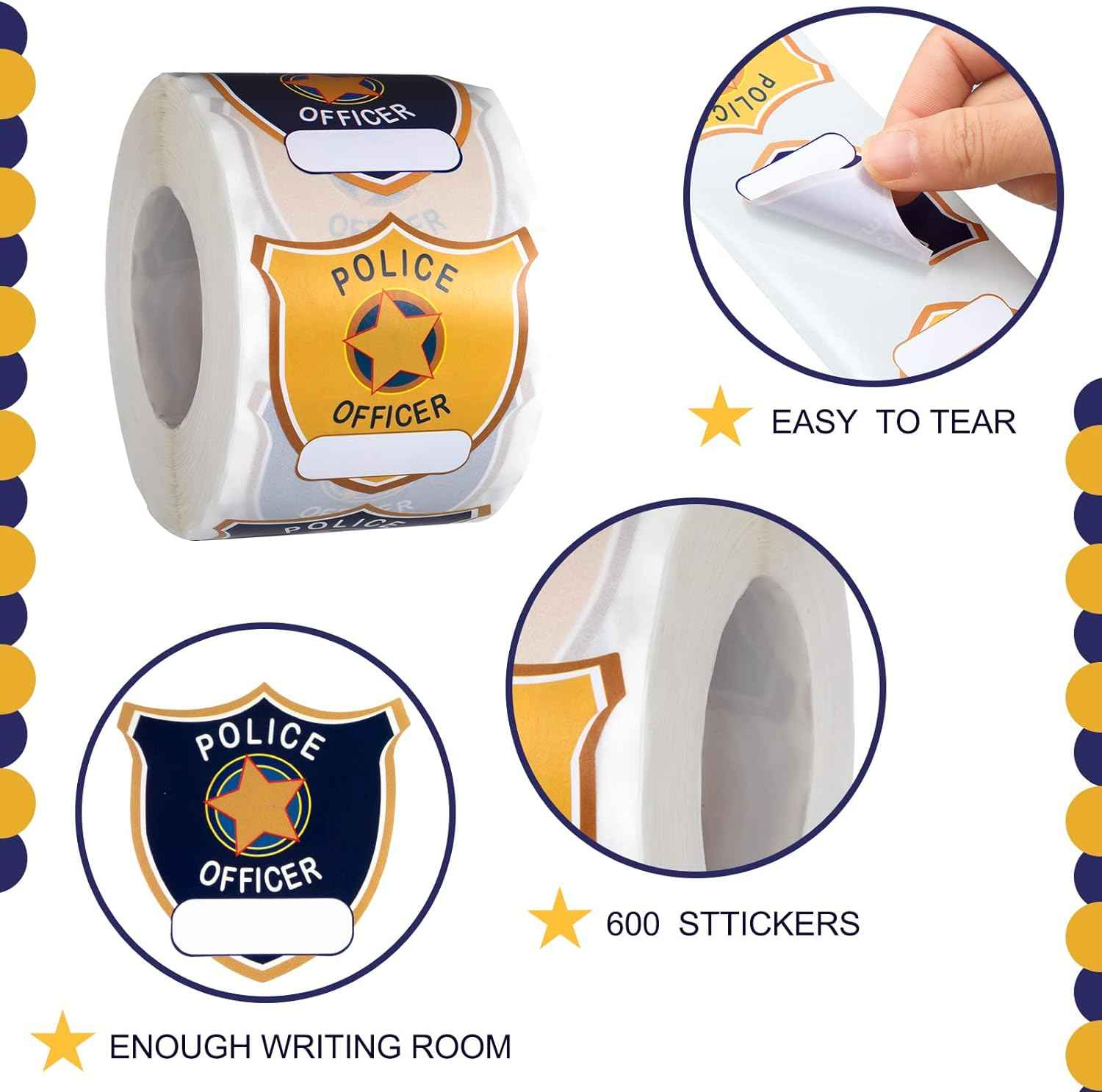 600 Pieces Police Stickers for Kids Police Birthday Party Supplies - TTpen