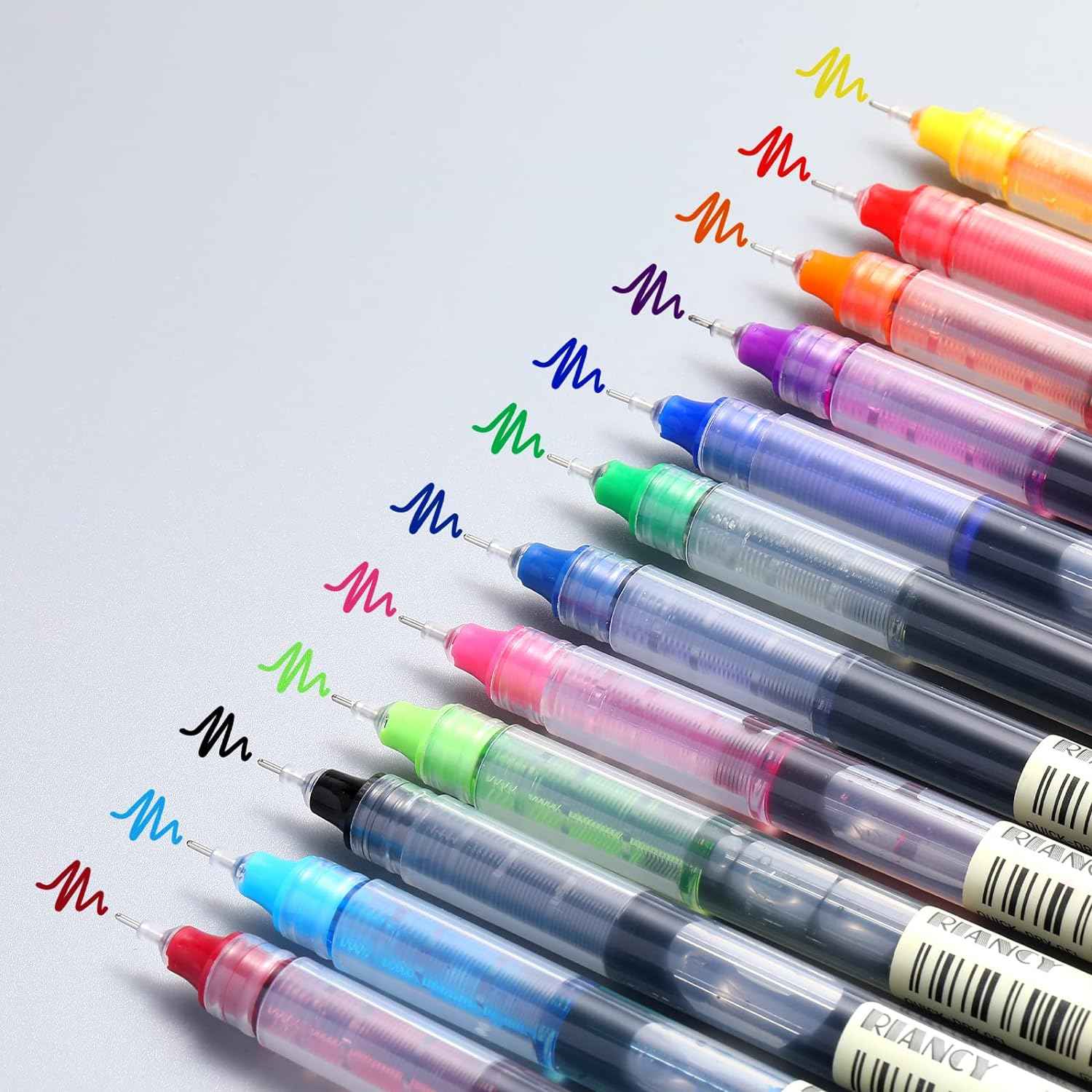 12 Color Quick Drying Liquid Ink Rollerball Pens 0.5mm Fine Point - TTpen