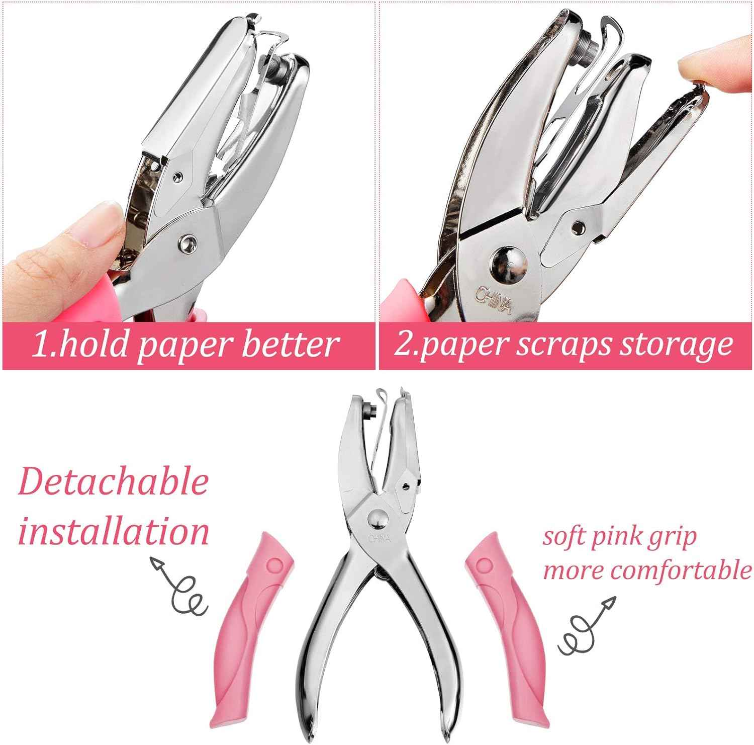 3 Pieces Handheld Hole Paper Punches Metal - TTpen