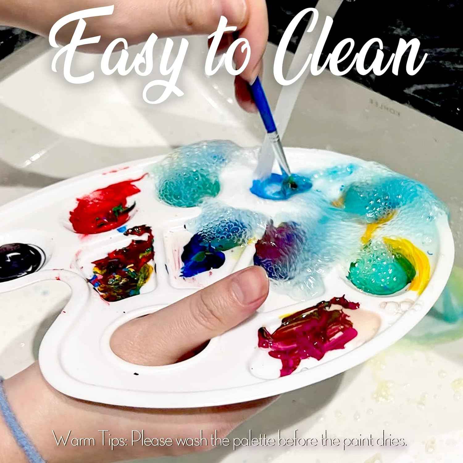 20Pcs Oval Paint Tray Palettes Plastic with Thumb Hole - TTpen