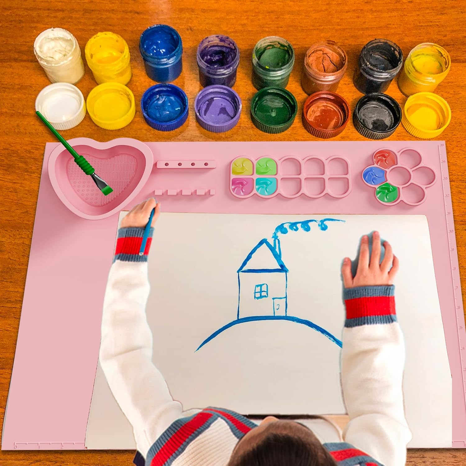 Silicone Painting Mat with Cup and Paint Holder