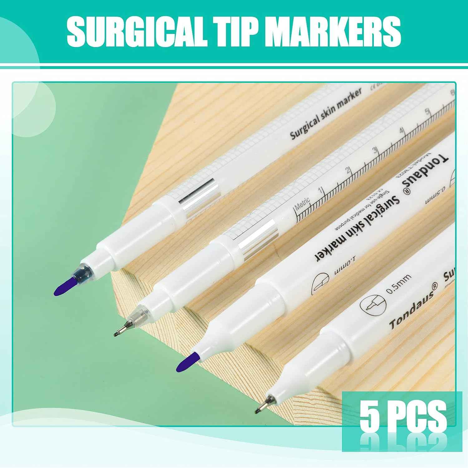 5 Pieces Tattoo Tip Skin Marker Pens with Paper Ruler - TTpen