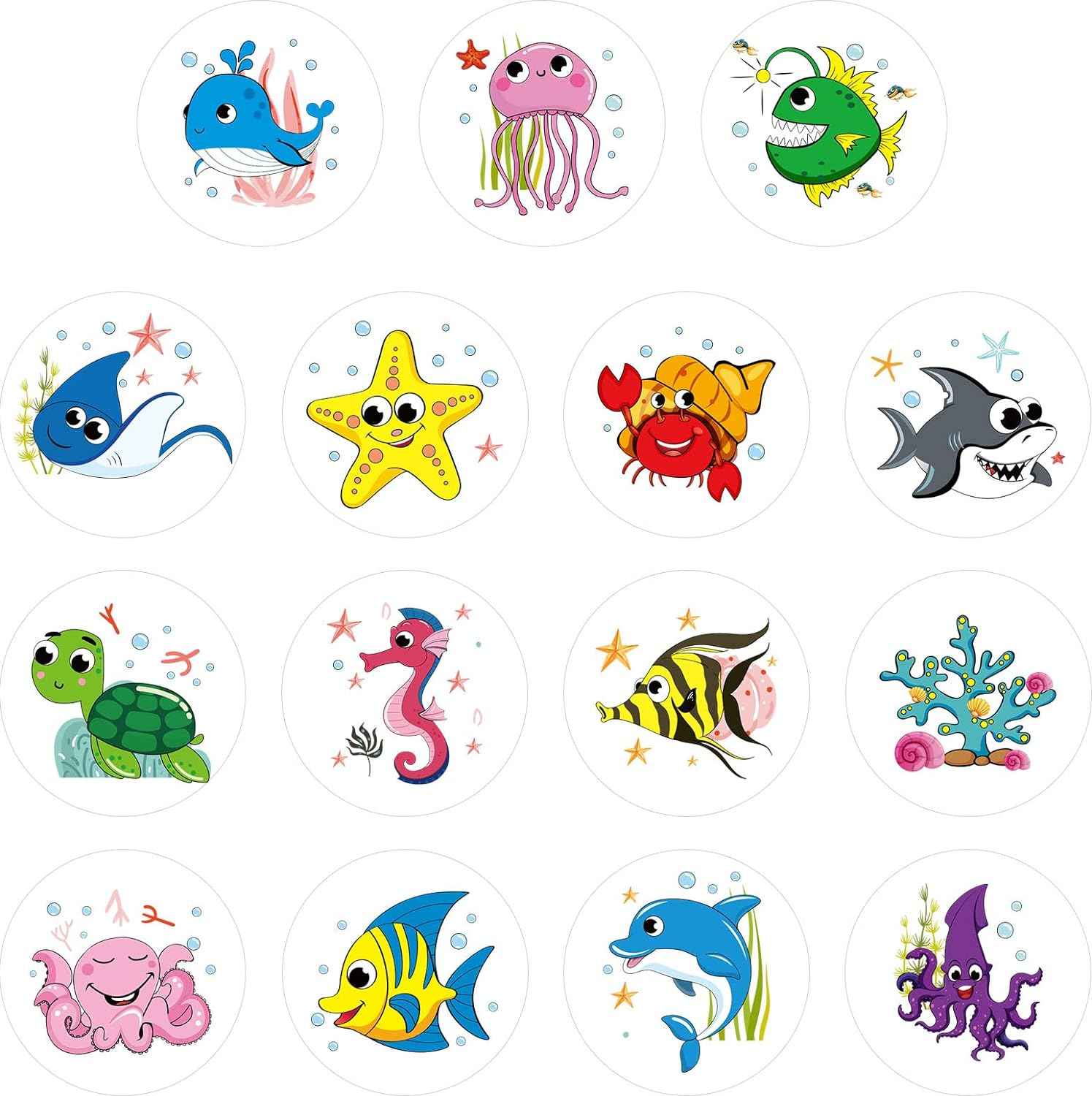 1000Pcs Round Sea Ocean Animal Stickers,1.5 Inch - TTpen