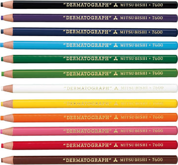 Mitsubishi Pencil Oil-Based Dermatograph Colored Pencils 12 Colors