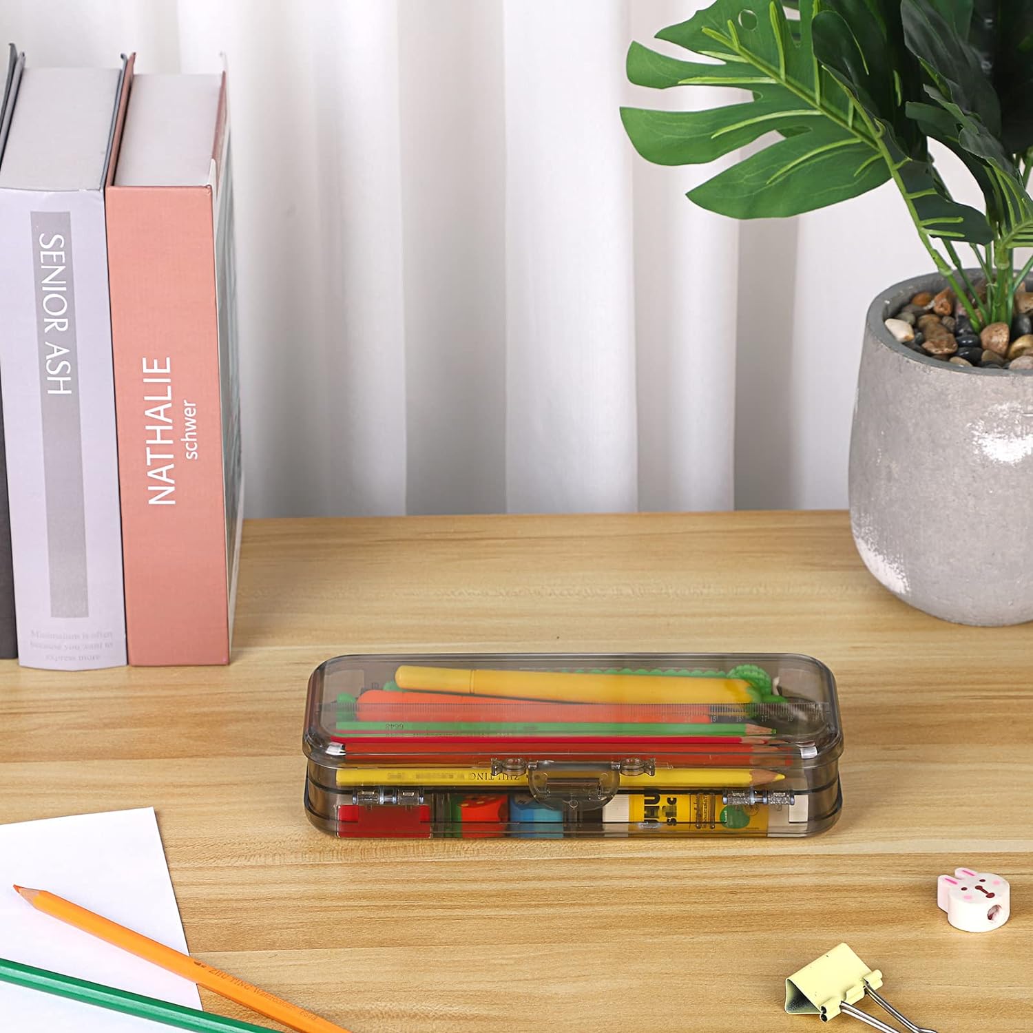 Double Deck Pencil Case Clear Plastic Stationery Box
