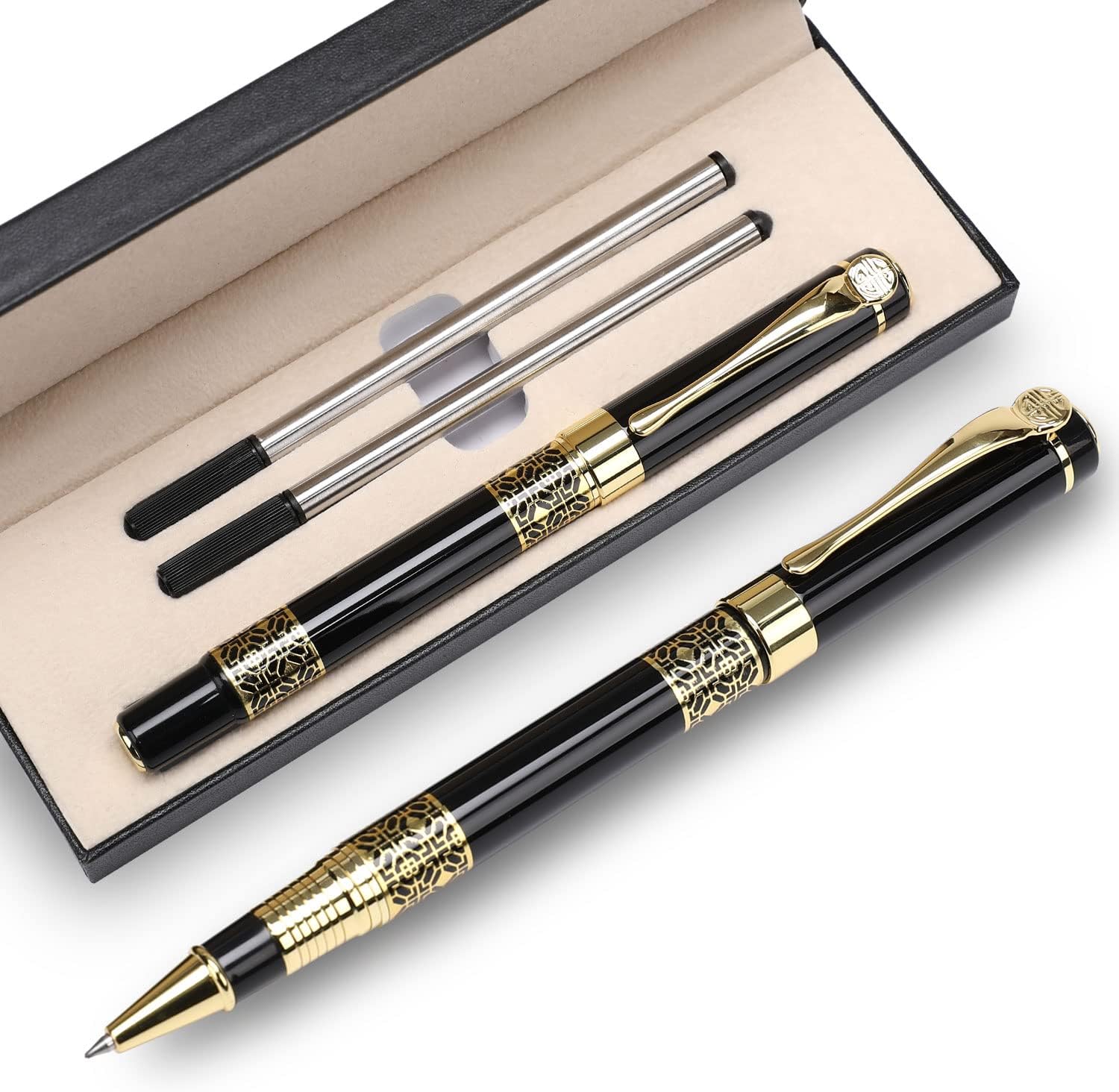 Professional Ballpoint Pen Black Ink 0.5mm with 2 Refills Gift Box Black