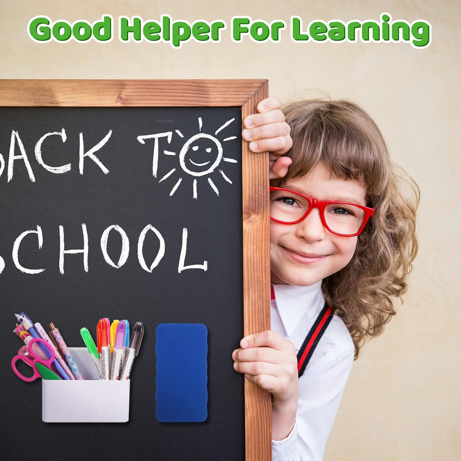 2 Pack Magnetic Marker Pen Holder with Whiteboard Eraser