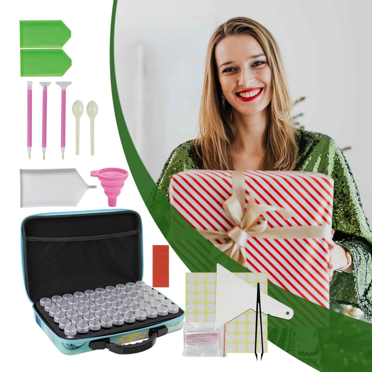 60 Slots Diamond Painting Storage Container,Accessory Kit with Tools - TTpen