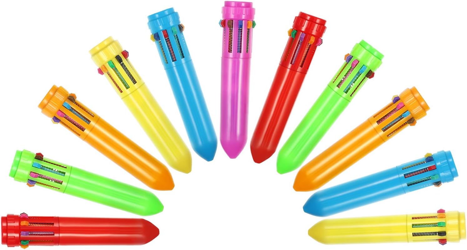 10in1 Retractable Ballpoint Pens Multicolor Pens for Students Kids