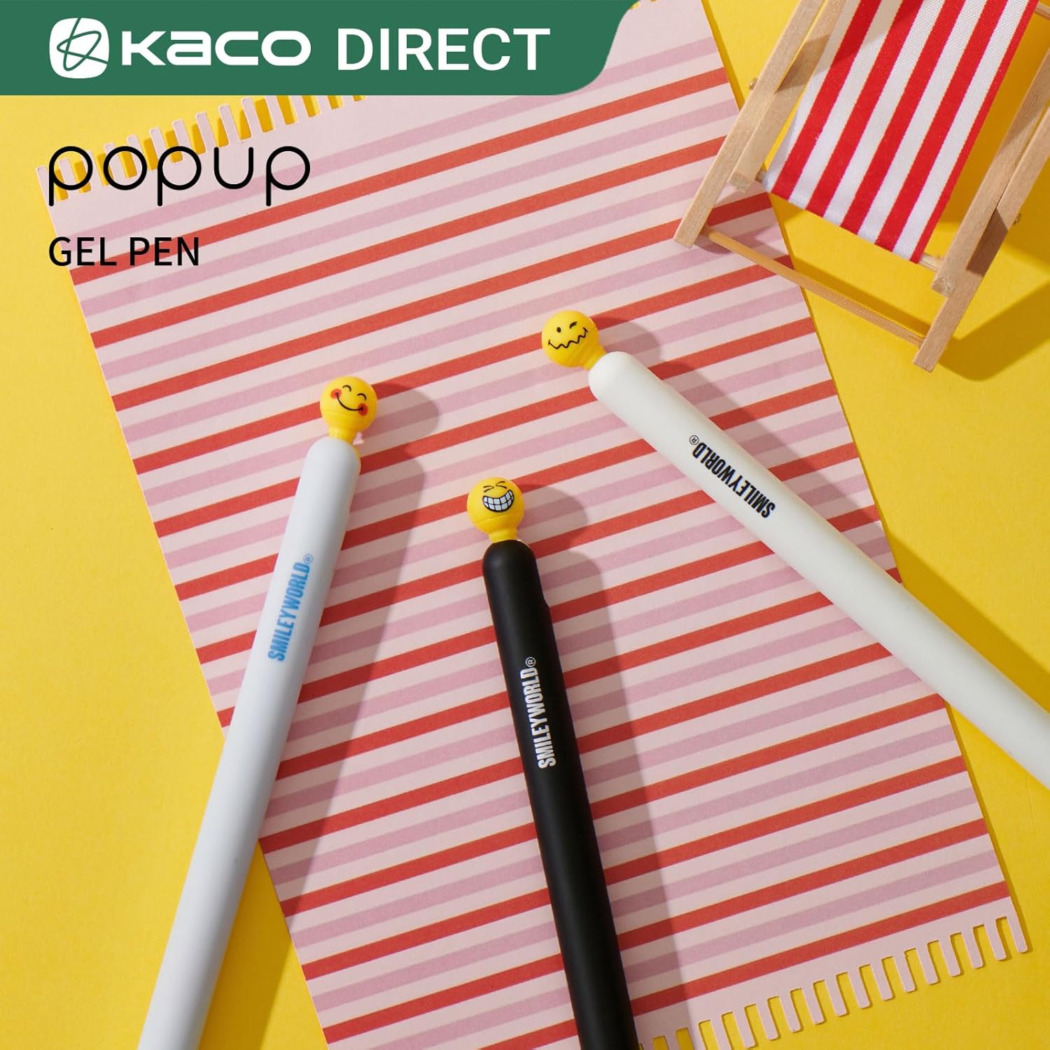 Kaco POPUP Gel Pens 3 Pieces with Extra 3 Refills