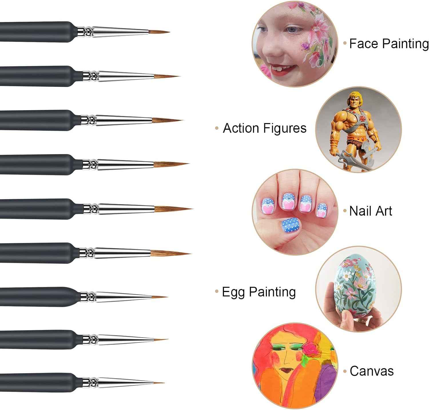 9pcs Miniature Paint Brushes Set for Fine Detailing & Art Painting - TTpen