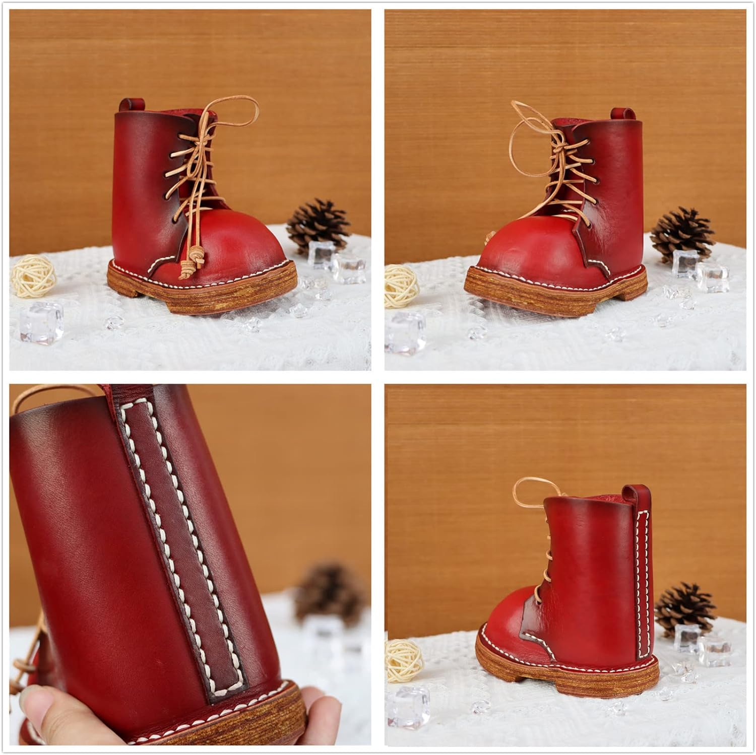 Leather Cowhide Shoes Desktop Decorative Pen Holder Organizer
