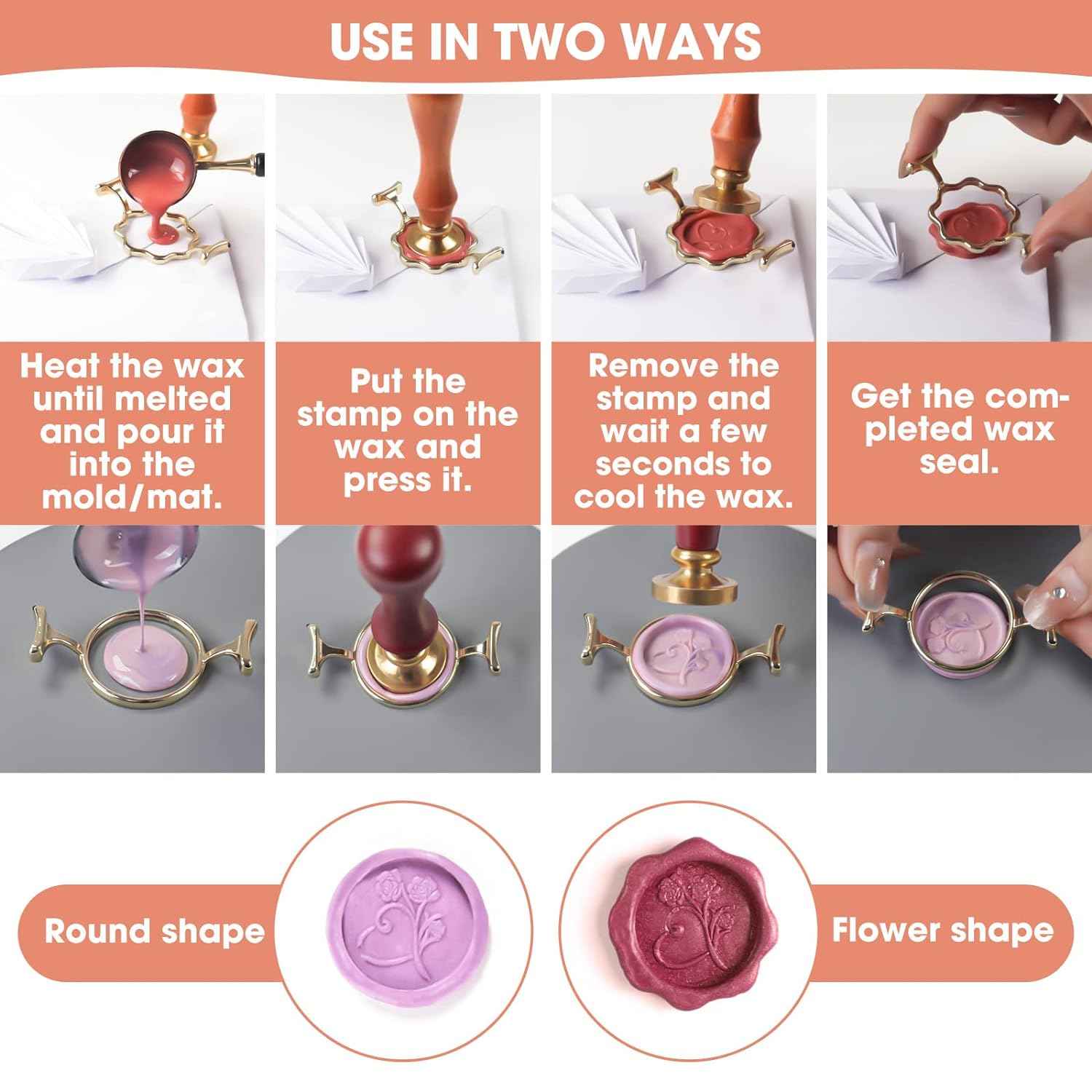 2 Metal Wax Seal Molds with Round Flower Shape,1 INCH - TTpen