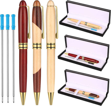 9 Pieces Wooden Ballpoint Pens with Refills Packing Boxes Writing Set - TTpen