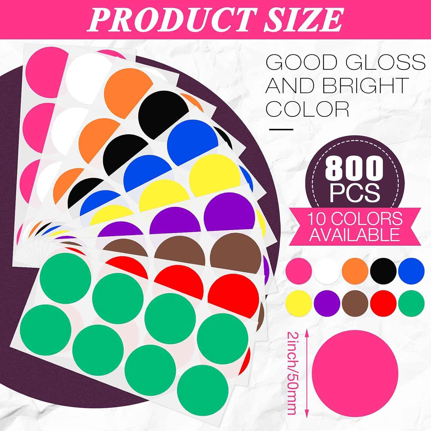 2 Inch Round Color Coding Stickers Circle Dot Labels Self-Adhesive - TTpen