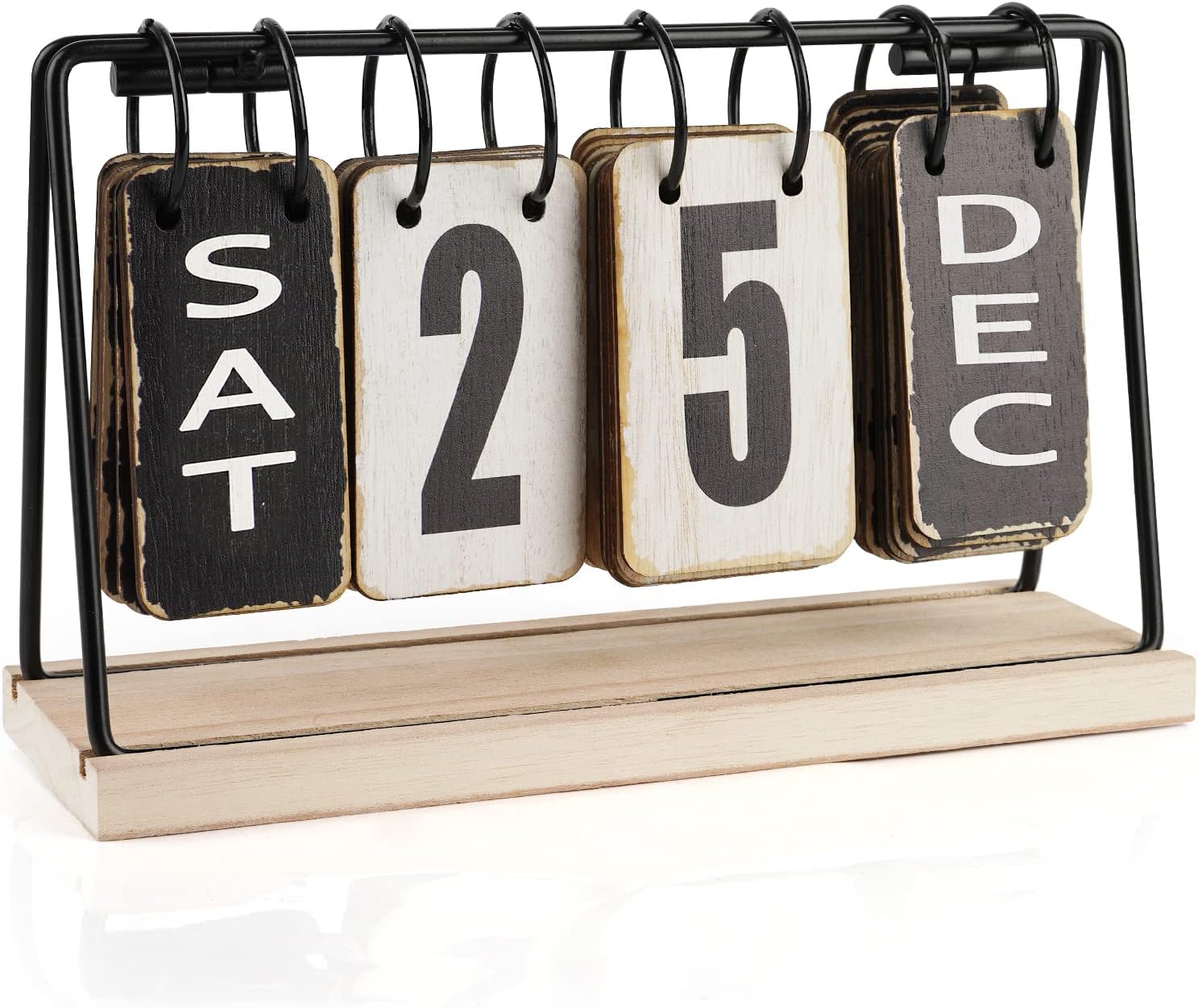 Office Desk Calendar Wooden Metal Flip Perpetual Monthly Weekly