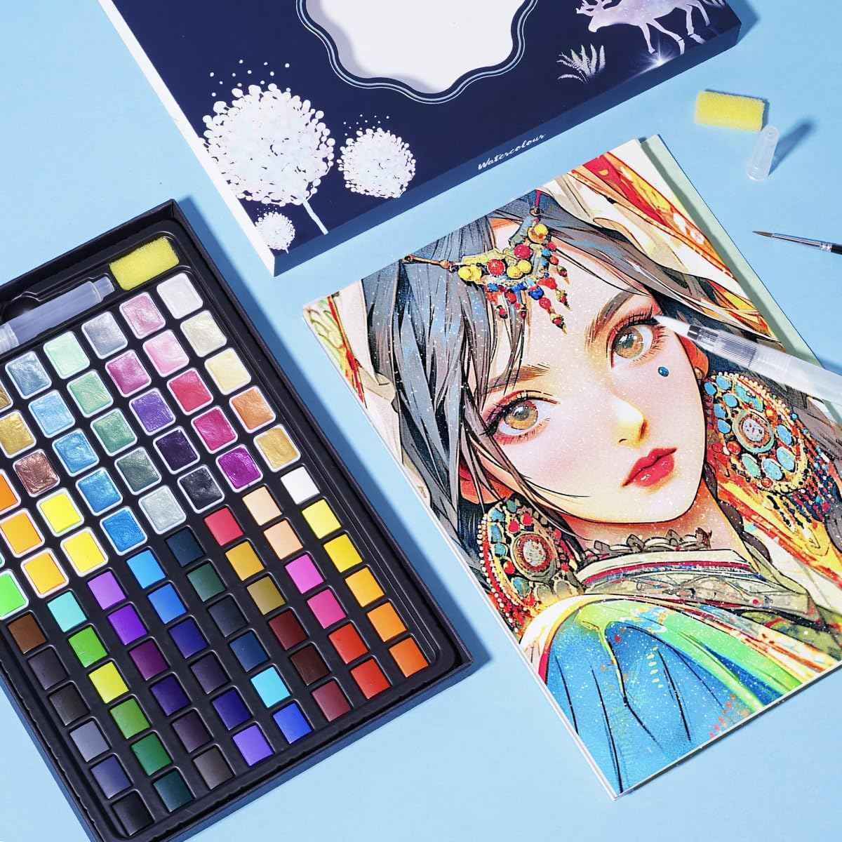 24 Colors Watercolor Paint Set Metallic Glitter Color - TTpen