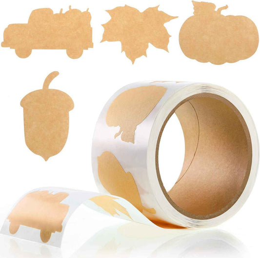 200 Pieces Thanksgiving Fall Leaves Autumn Kraft Paper Labels Stickers - TTpen