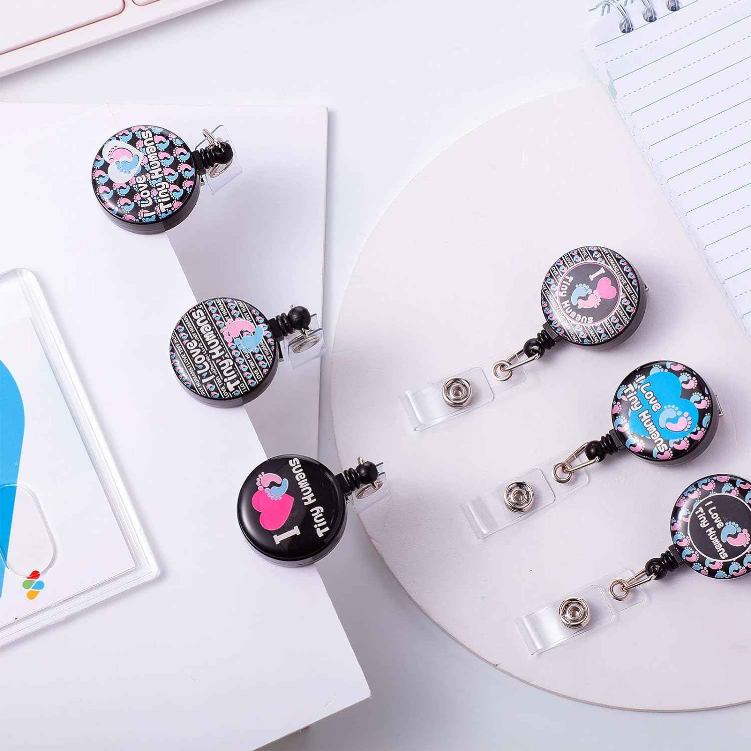 12Pcs I Love Tiny Humans Retractable Badge Holder for Pediatric Nurses - TTpen