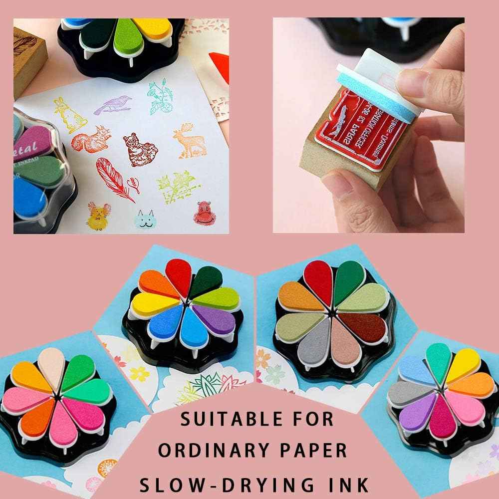 8 Colors Petal Shape Craft Pigment Ink Pad Stamps Partner - TTpen