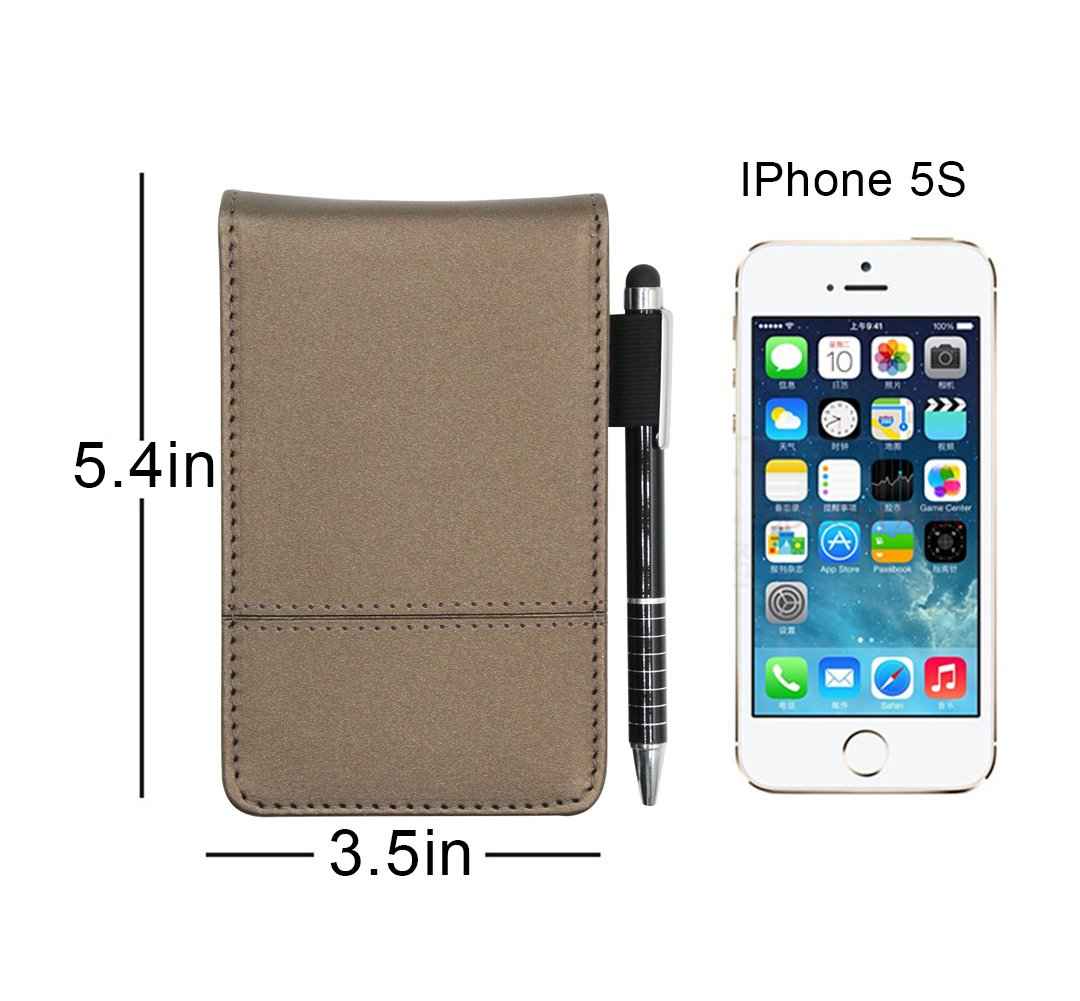A7 Pocket PU Leather Mini Notepad with Calculator Ballpoint Pen Holder - TTpen