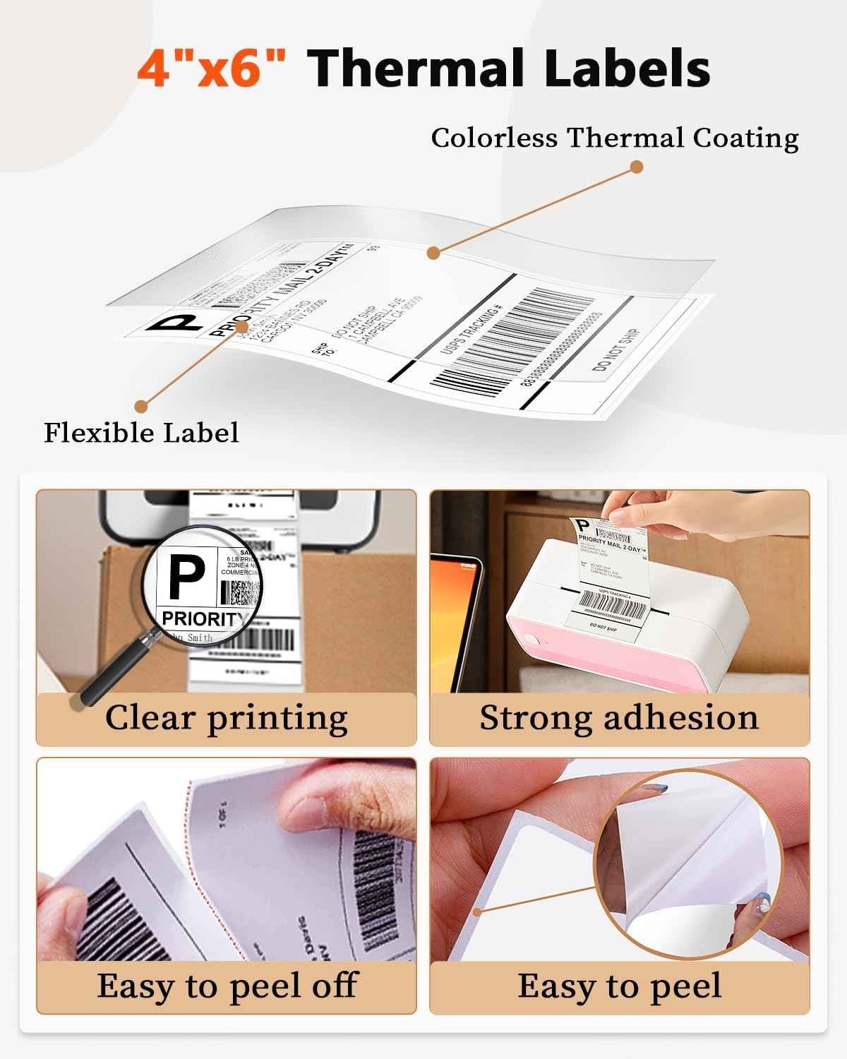 Phomemo 4x6 Inch Thermal Direct Shipping Label,Fan-Fold 500 Labels - TTpen