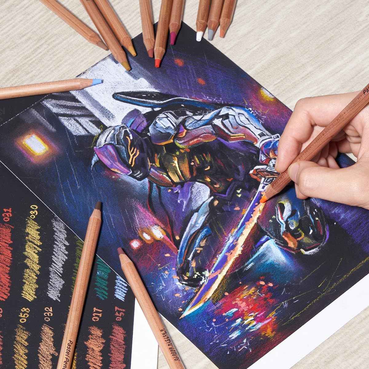 NYONI Professional 24 Pastel Chalk Colored Charcoal Pencils - TTpen