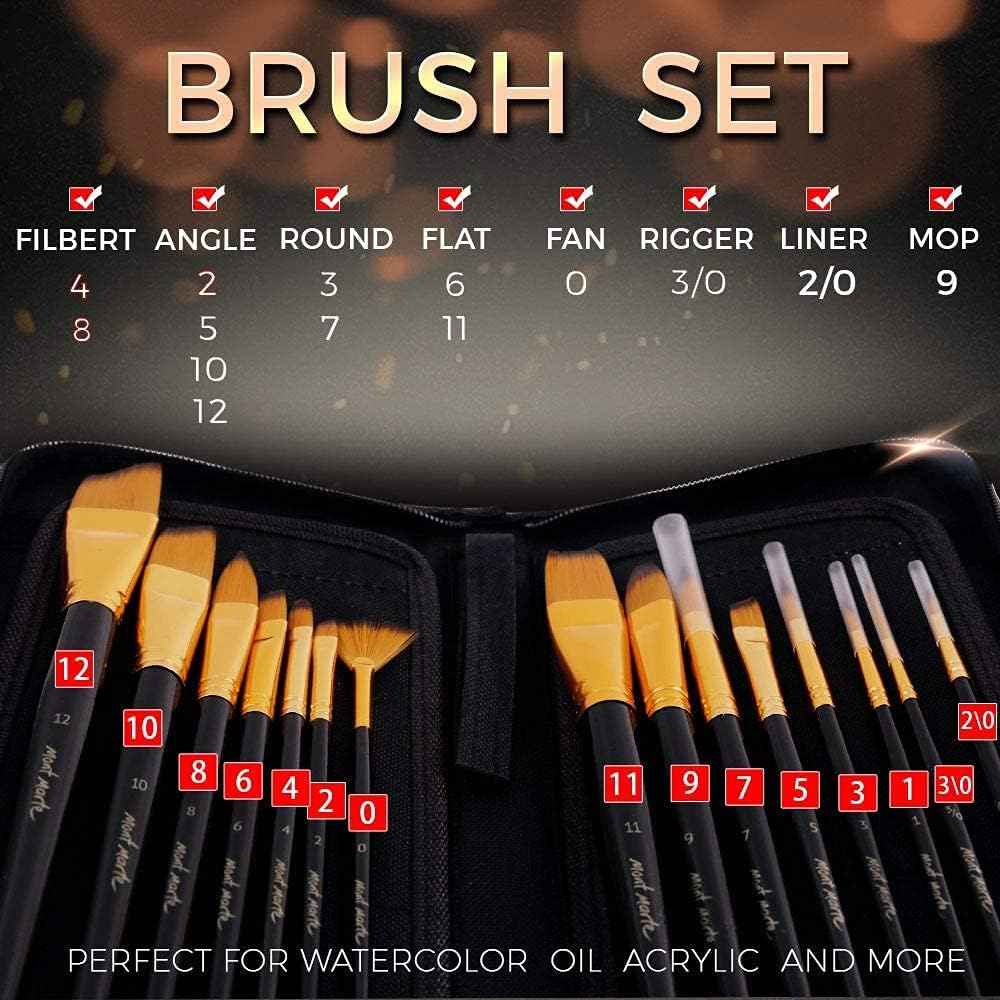 Mont Marte Art Paint Brushes Set,15 Different Sizes - TTpen