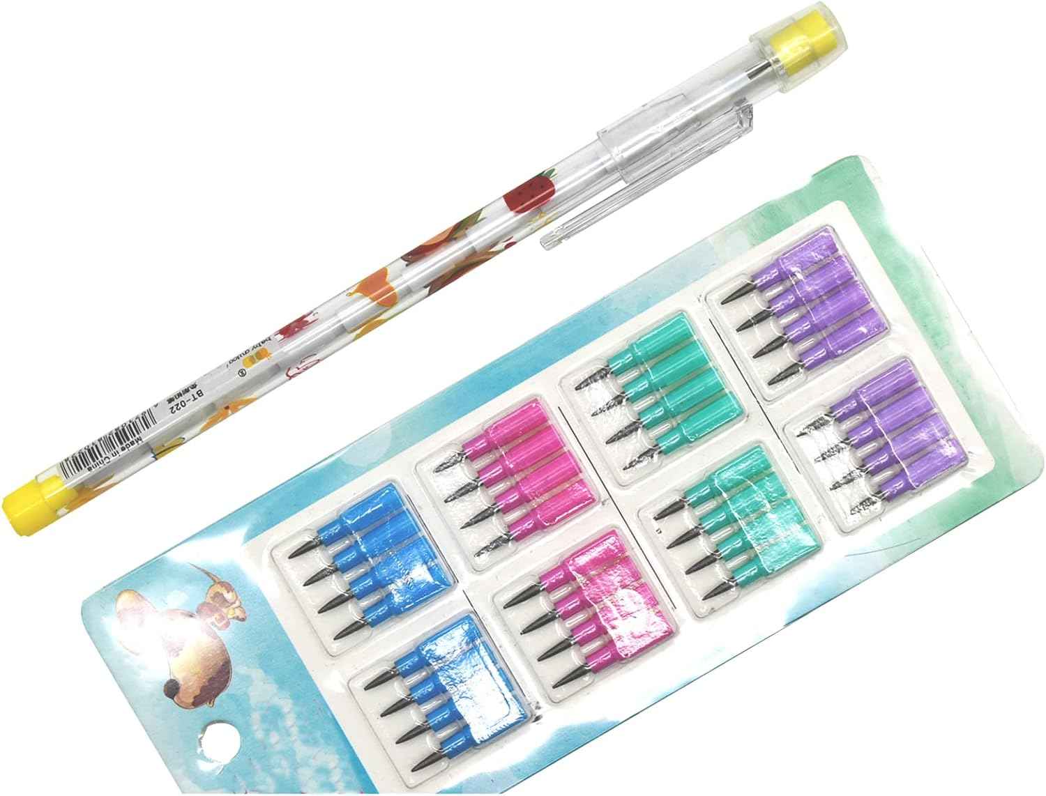 12PCS Cute Animals Non Sharpening Stackable Pencils with 64 Refills - TTpen