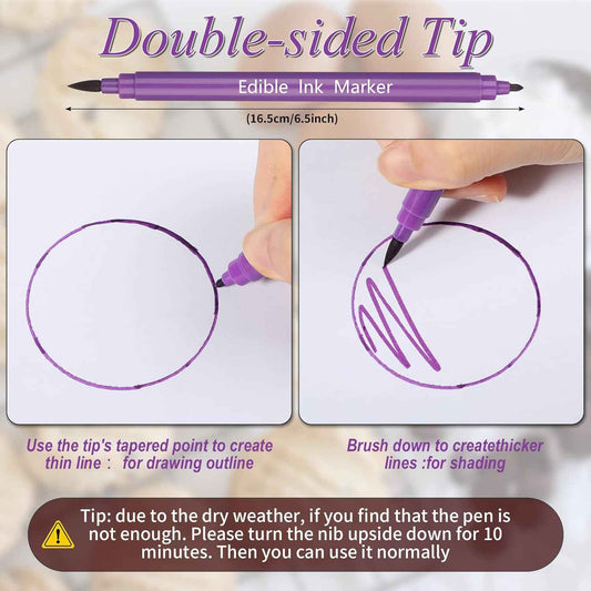 12Pcs Food Coloring Pens Edible Ink Markers Dual Tips - TTpen