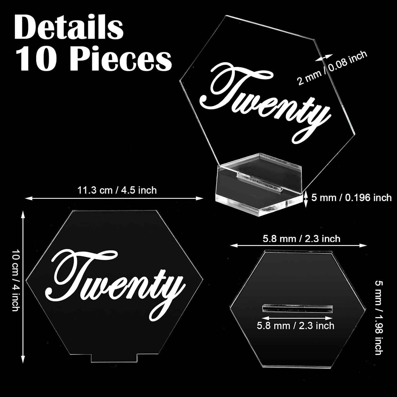 Sublimation DIY Acrylic Hexagon Table Place Card with Holder 10 Pack - TTpen