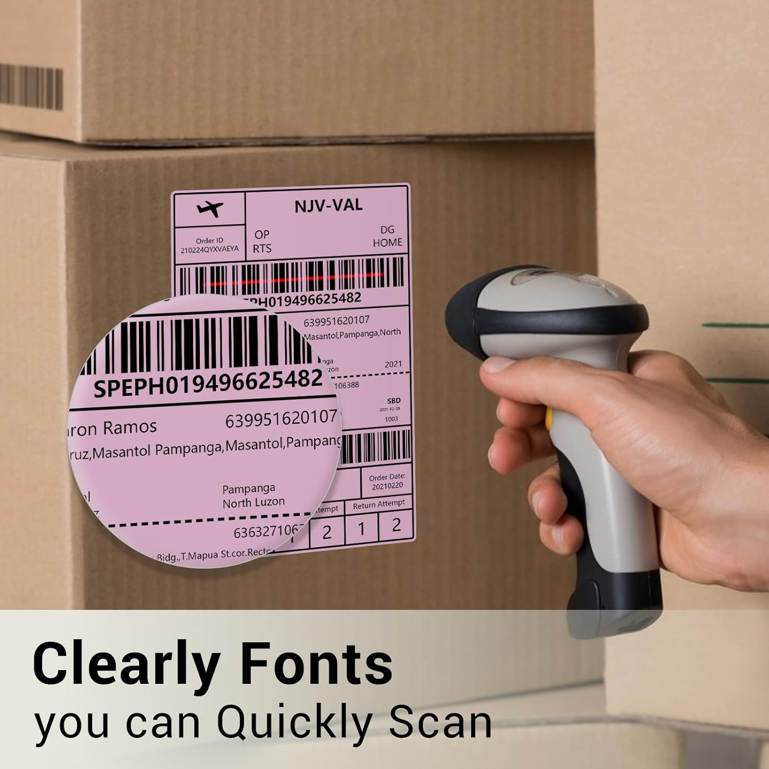 Phomemo 4"x6" Thermal Direct Shipping Label,Fan-Fold 500 Labels Pink