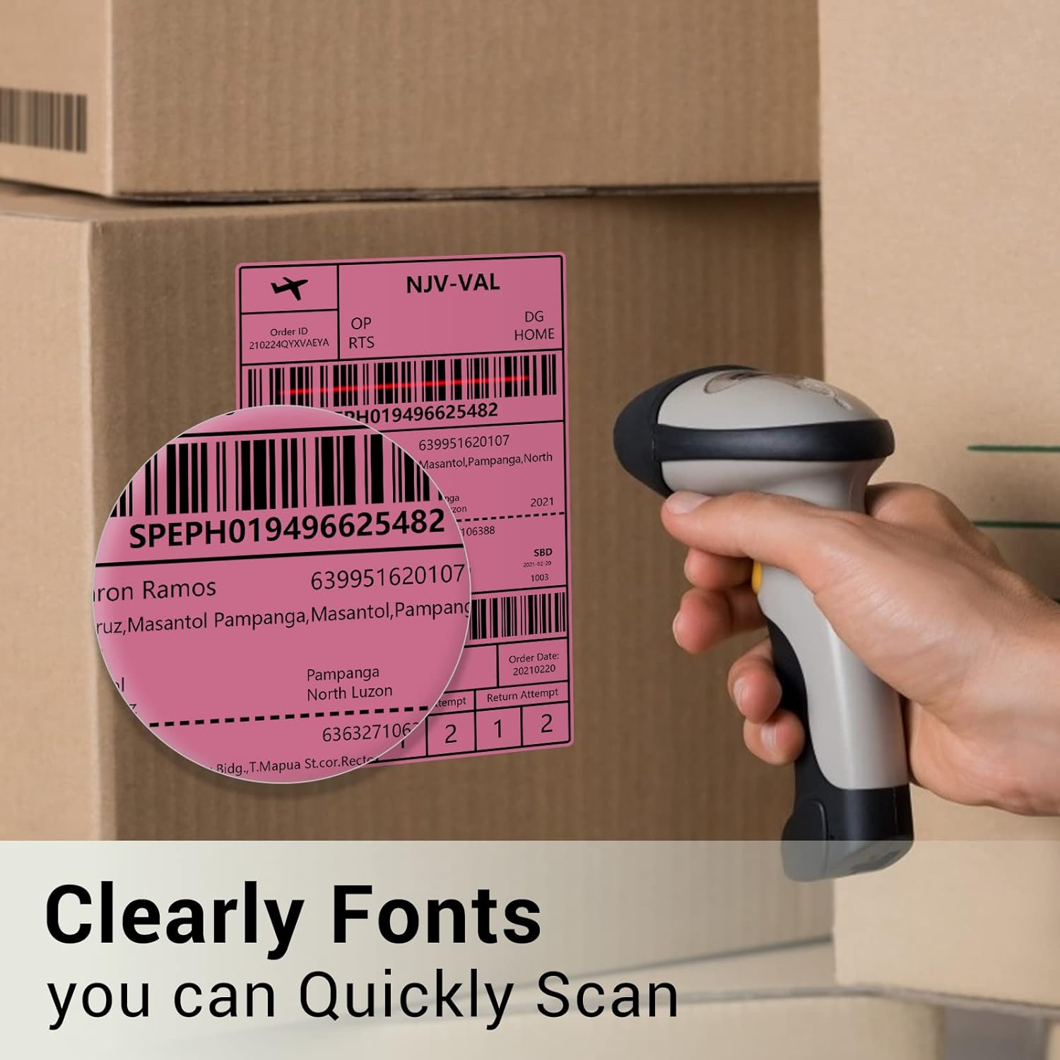 Phomemo 4"x6" Thermal Direct Shipping Label,Fan-Fold 500 Labels Rose