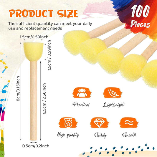 100Pcs Small Round Paint Sponge Foam Brush for Kids DIY Painting Crafts - TTpen