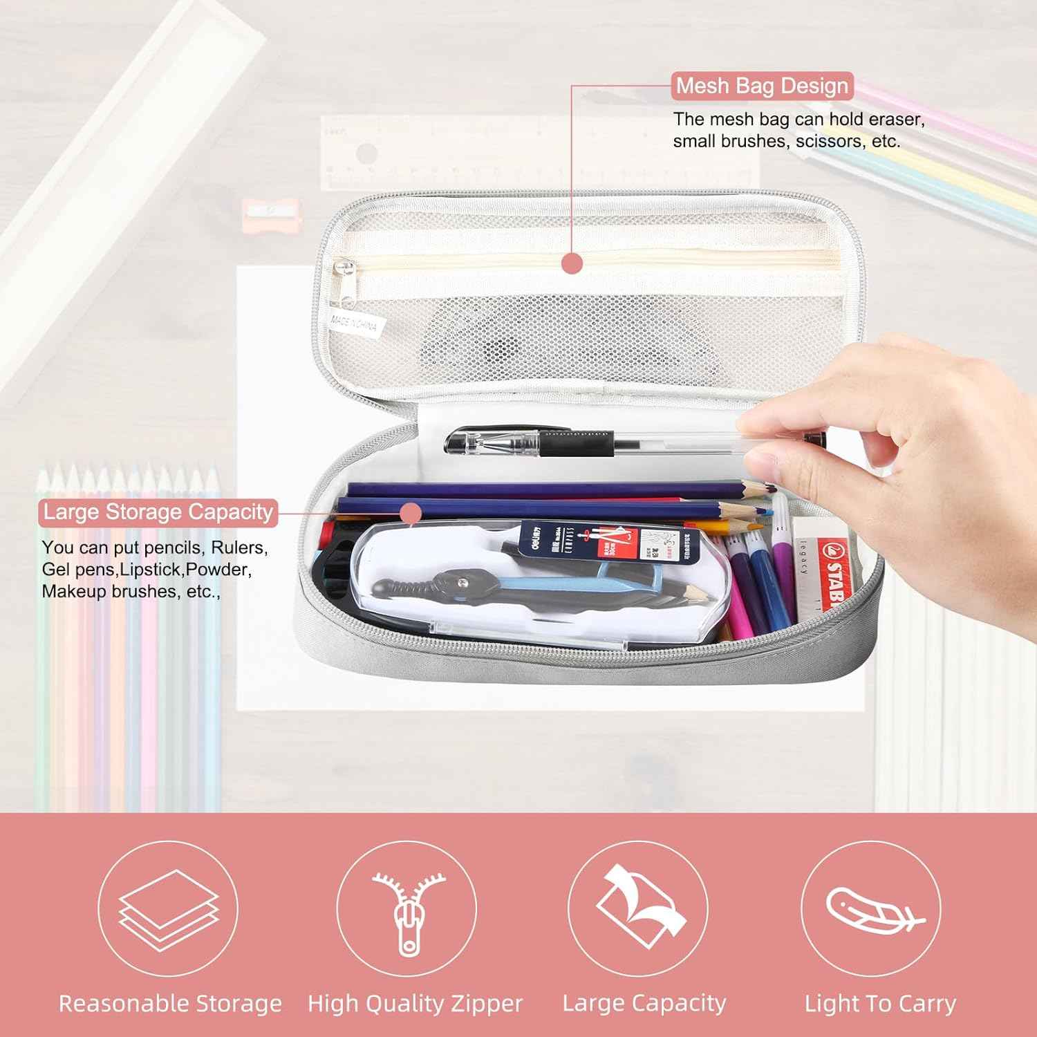 AddFun Large Capacity Pen Case,Pencil Pouch with Zipper - TTpen