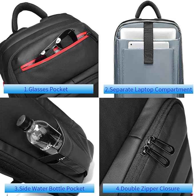 Eurcool Laptop Backpack for Men with USB Charging Port Business Bag,Black,Large - TTpen