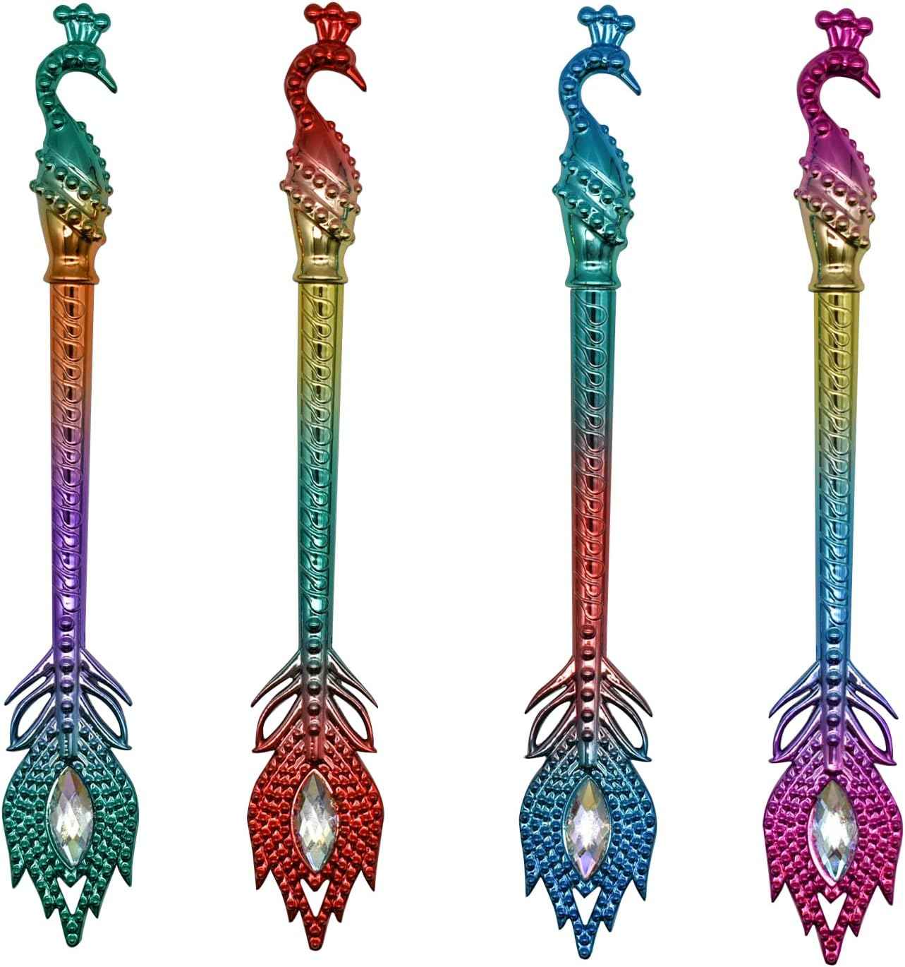 12PCS Dazzling Phoenix Peacock Feather Gel Pens 0.5mm Blue Ink - TTpen