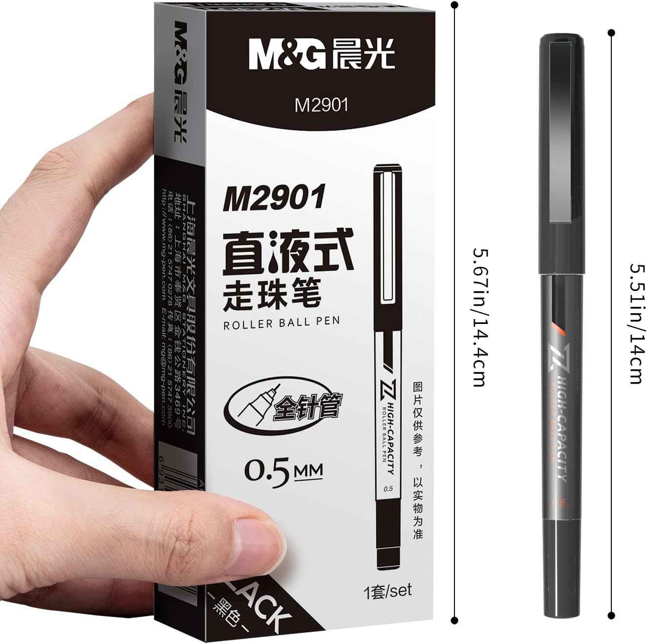 M&G 10Pcs Liquid Rollerball Pens,0.5mm Black Ink Ultra Fine Point Pens - TTpen