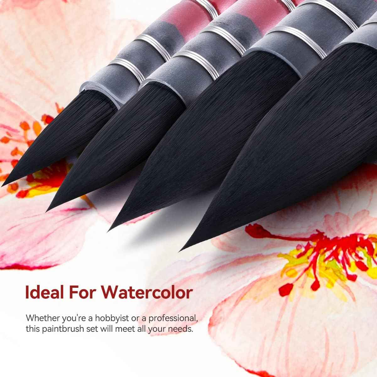 4PCS Watercolor Synthetic Squirrel Hair Paint Brushes Kit - TTpen