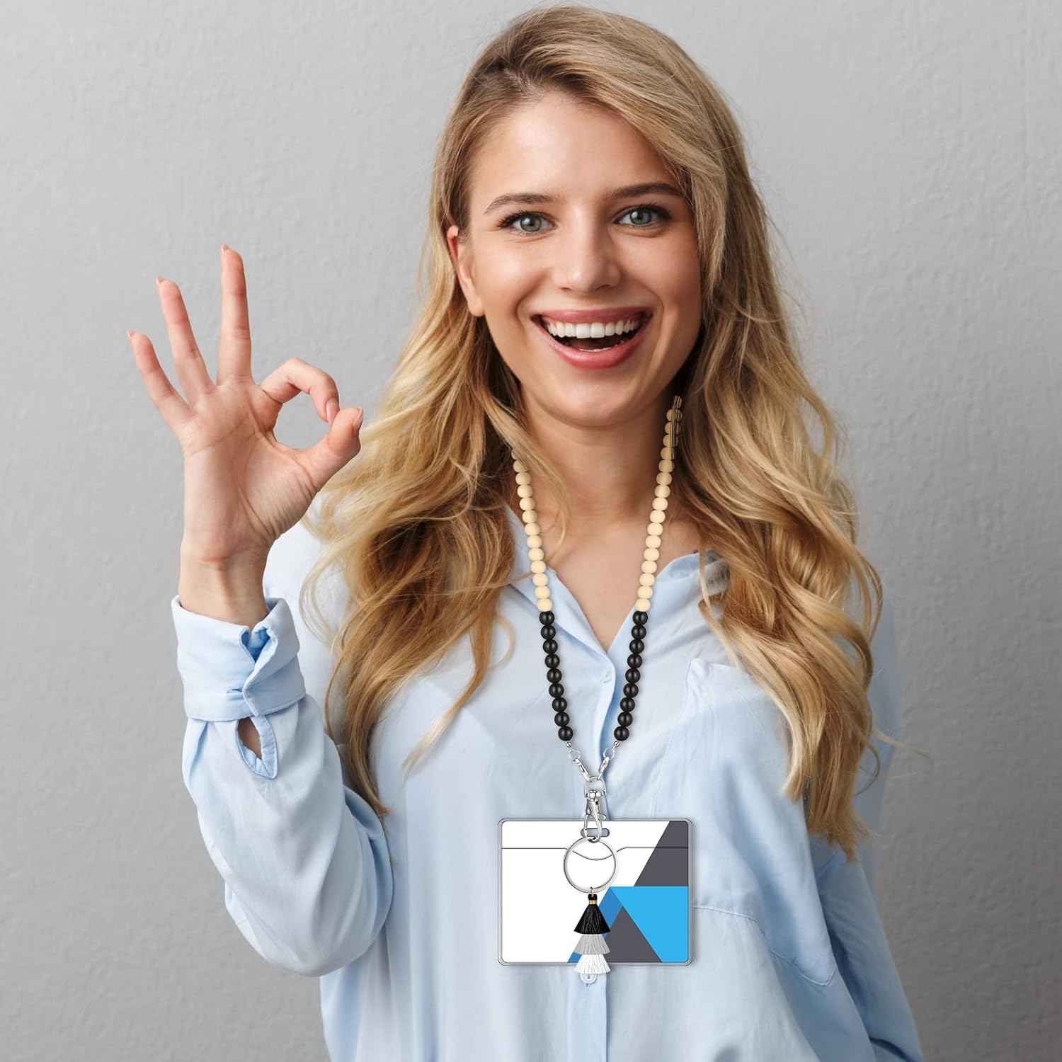 12 Pieces Wood Beaded Lanyards and Card Holder Set - TTpen