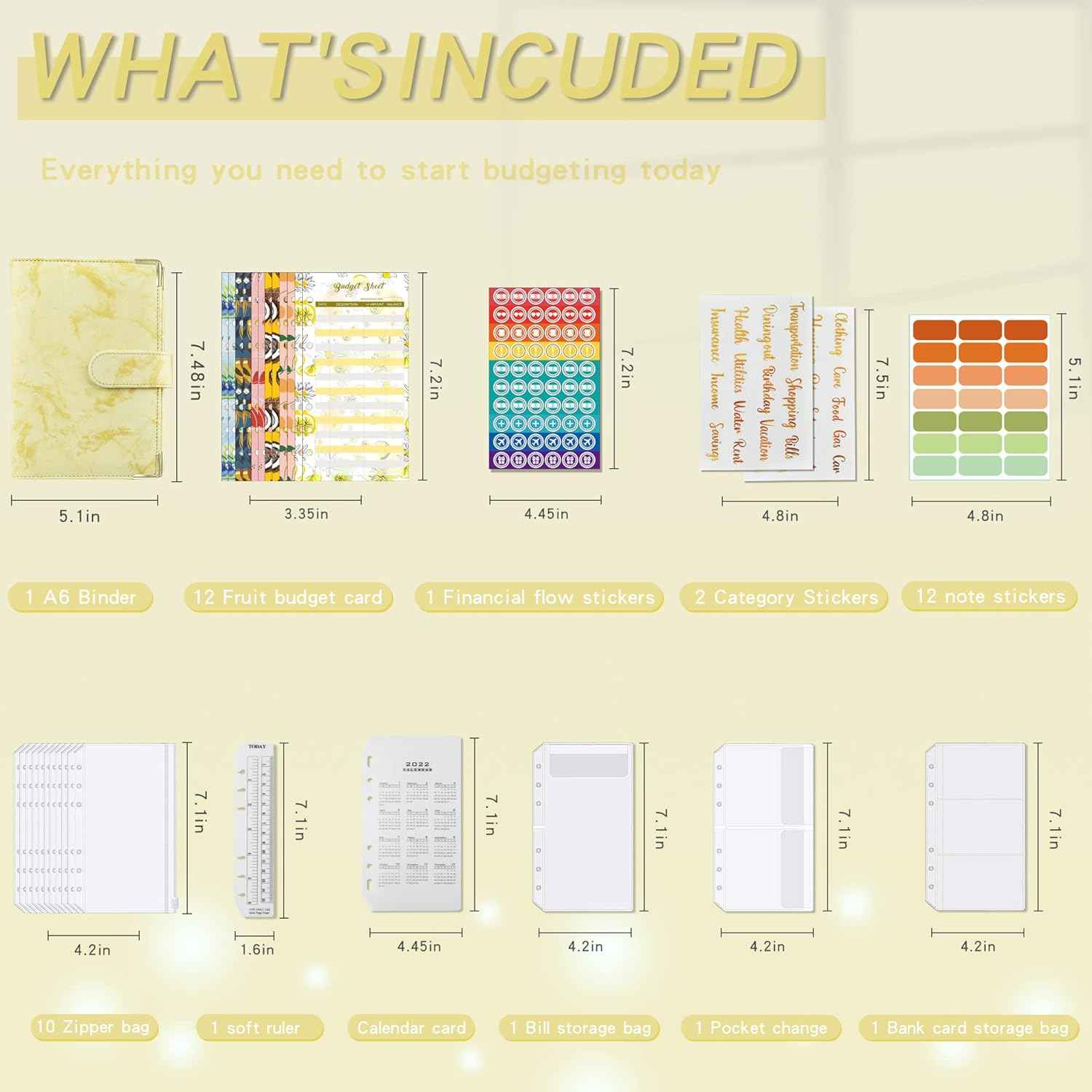 A6 Budget Binder with 12pcs Zipper Cash Envelopes Money Organizer - TTpen