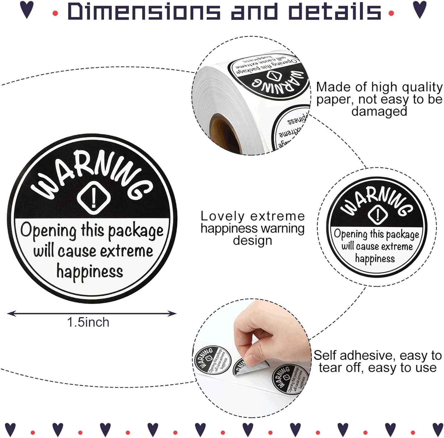 1000Pcs Extreme Happiness Stickers Round Self-Adhesive Labels 1.5 Inch - TTpen