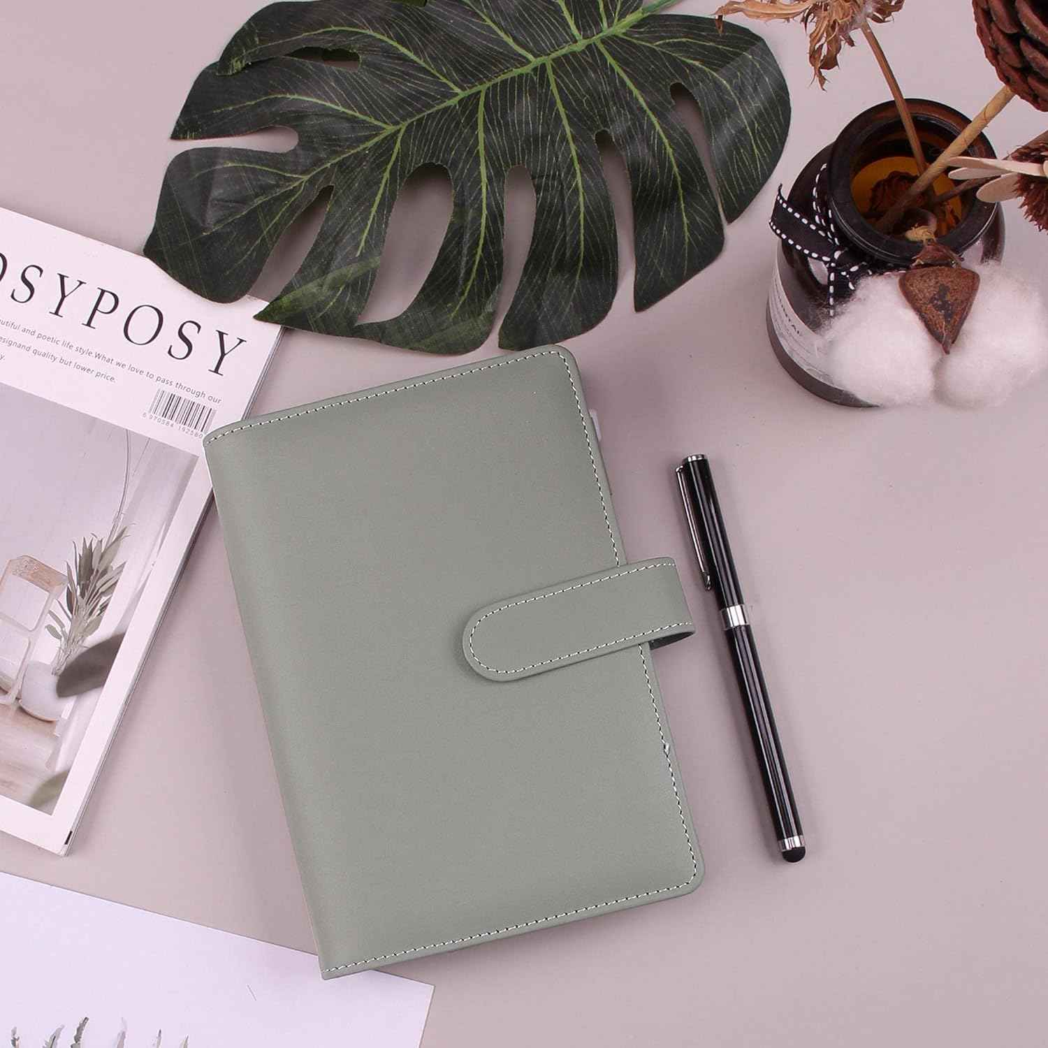 A6 Budget Binder,PU Leather with 12PCS Cash Pockets - TTpen