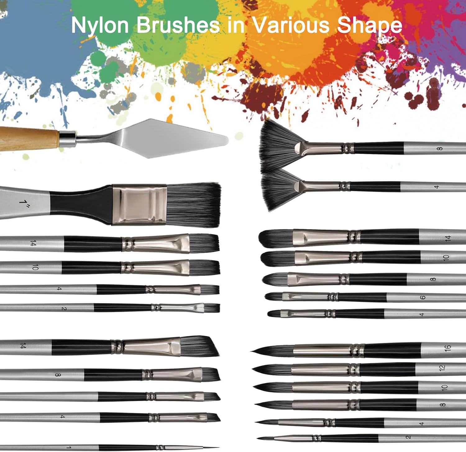 24PCS Acrylic Paint Brushes Roll Set
