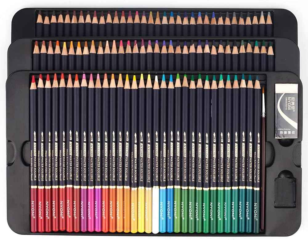 Nyoni 100 Watercolor Pencils Set with Brush - TTpen