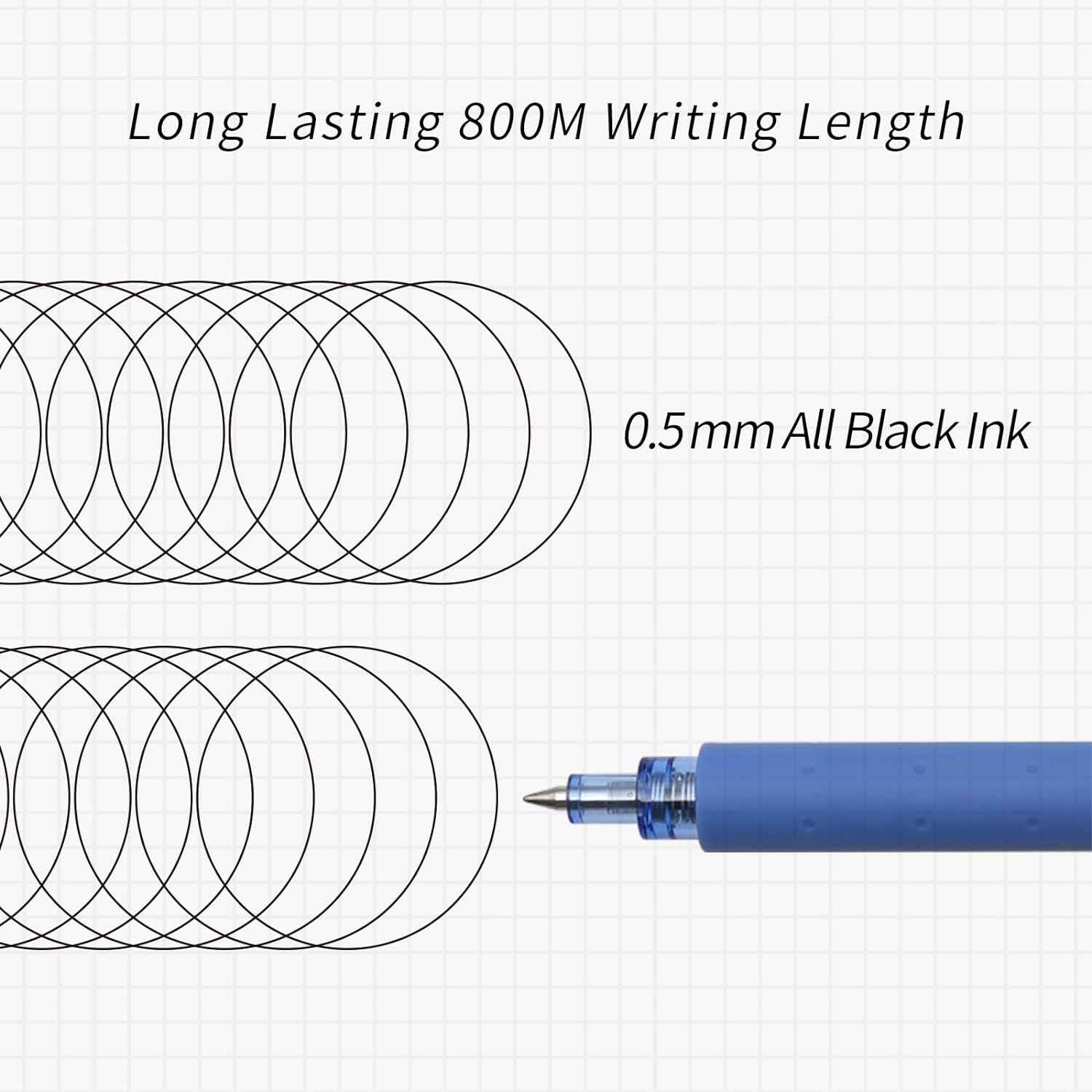 Kaco Retractable Gel Ink Pens 0.5mm Fine Point,6 Pack - TTpen