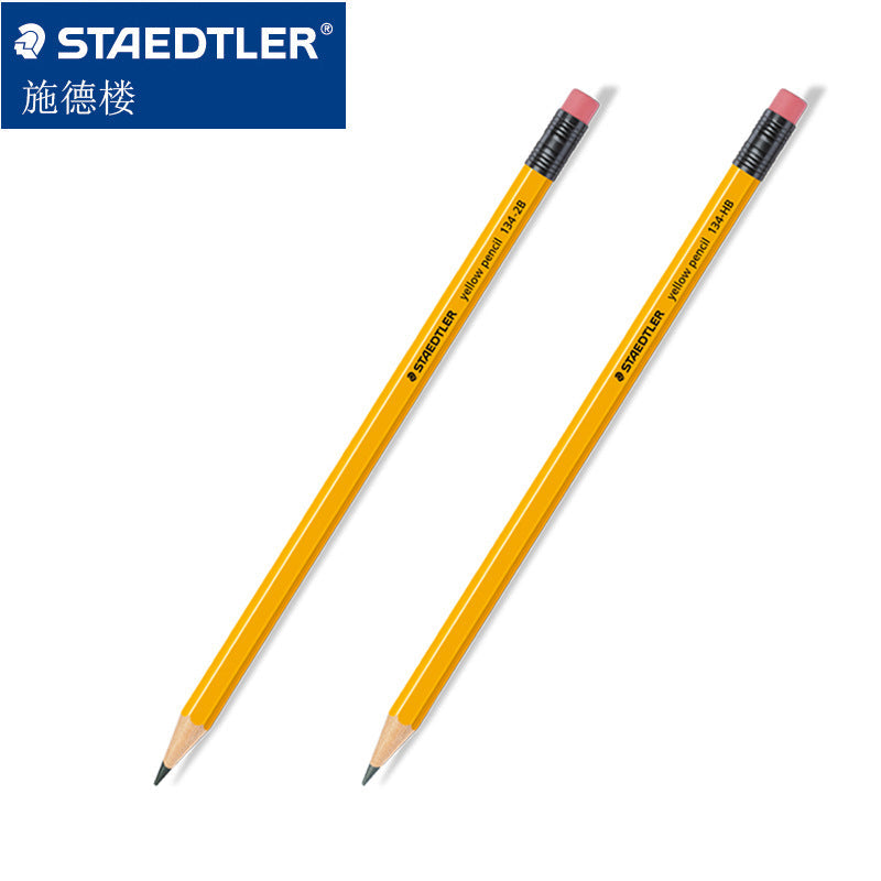 STAEDTLER 134 Yellow Pencils with Eraser,UN-Sharpened HB/2B,12 Pack