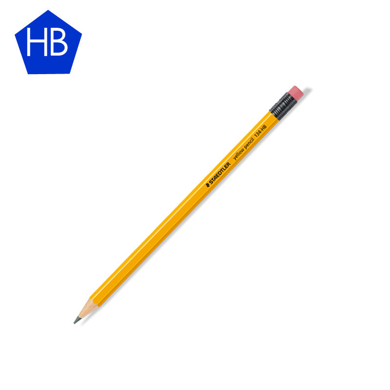 STAEDTLER 134 Yellow Pencils with Eraser,UN-Sharpened HB/2B,12 Pack