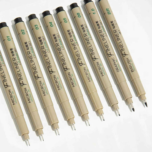 M&G 9Pcs Micron Fineliner Pens Needle Tip Markers Black Ink - TTpen